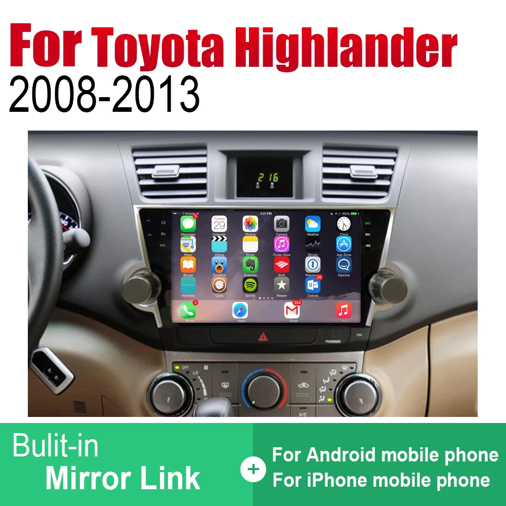 Автомобильный плеер ZaiXi с GPS-навигацией для Toyota Highlander 2008 ~ 2013 Автомобильная