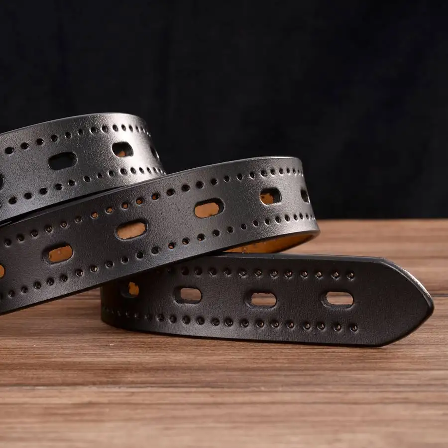 

Women's Leather Belt Female Strap Waistband Hollow Out Belt Pin Buckle