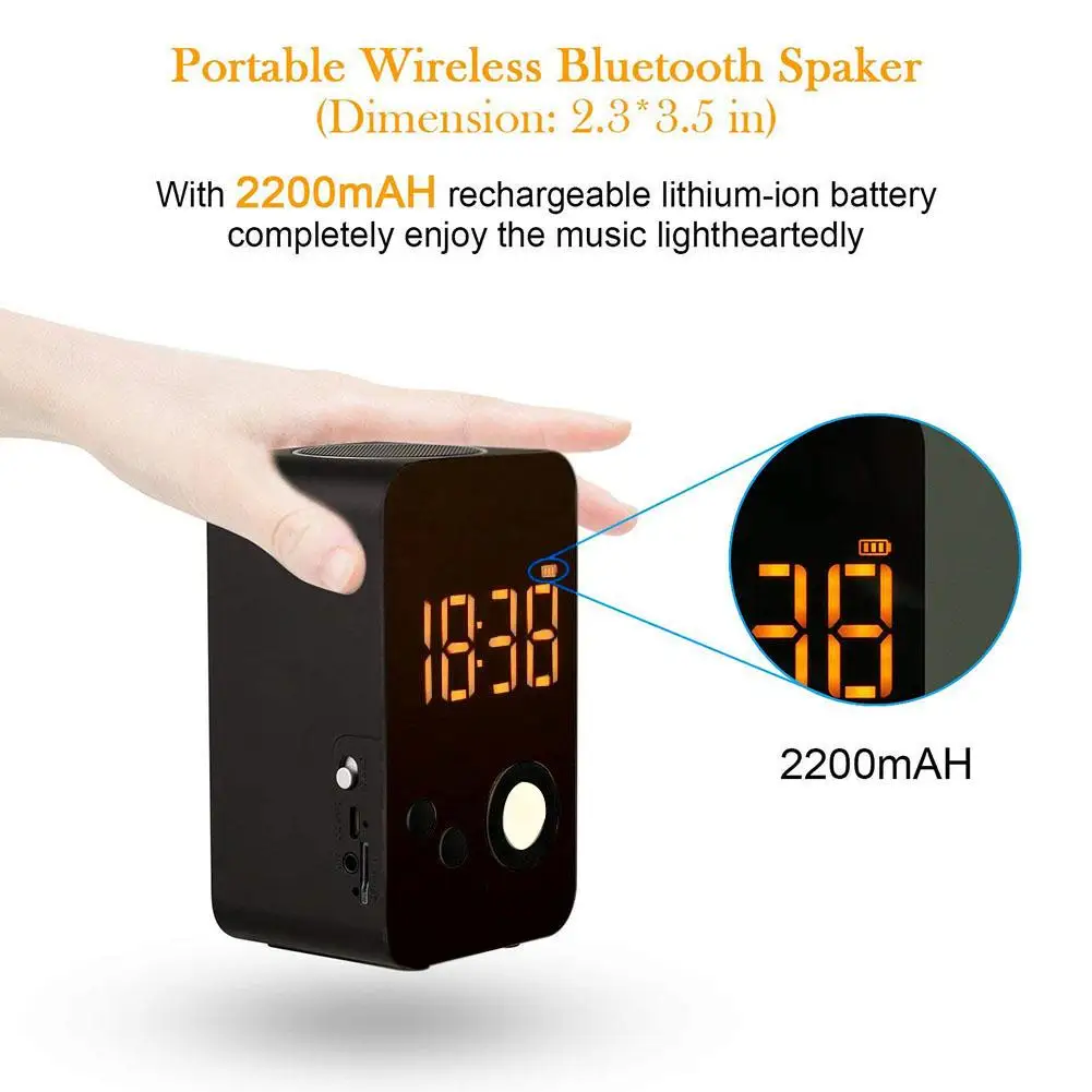 Портативный беспроводной динамик светодиодный светильник Будильник Зарядка