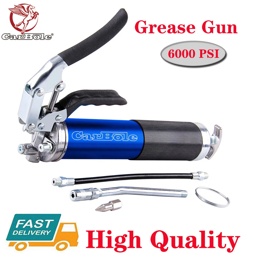 

Blue Grease Gun 14OZ Heavy Duty Professional Pistol Grip Dual Flow Pressure 6000psi 4500 PSI With 18 inch Flex Hose