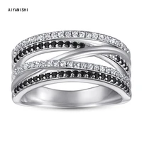 aiyanishi 925 sterling silver band ring for women multiple row rings shiny office lady versatile finger band rings for women