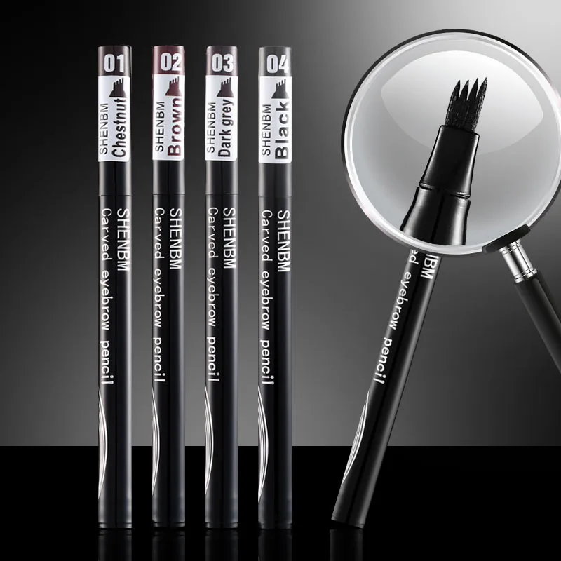 

Four Heads Liquid Eyebrow Pencil Waterproof Long Lasting Natural Fork Tip Eyebrow Tattoo Pen 4Colors Available