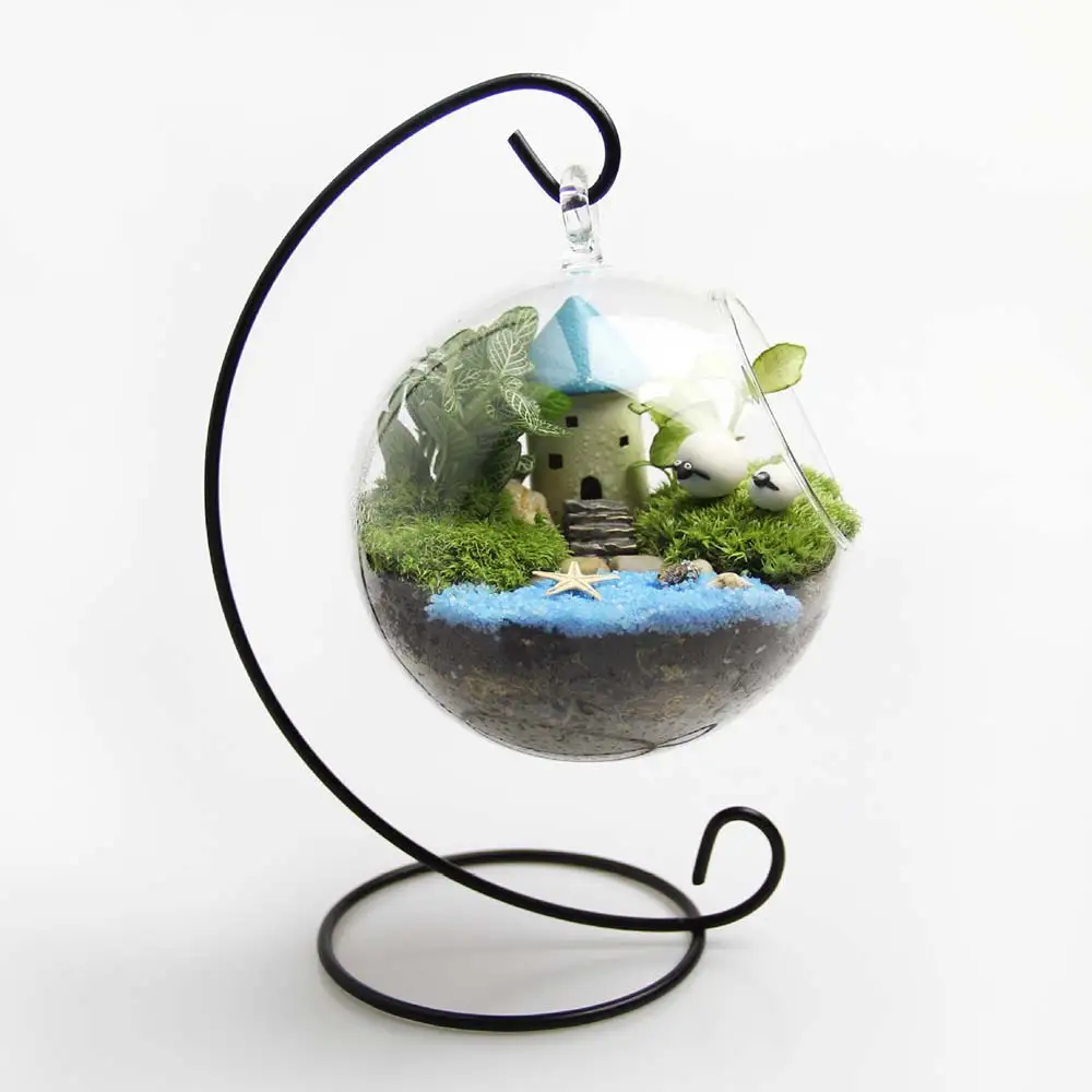 Прозрачная ваза подсвечник для растений форма глобуса с 1 отверстием подвесной