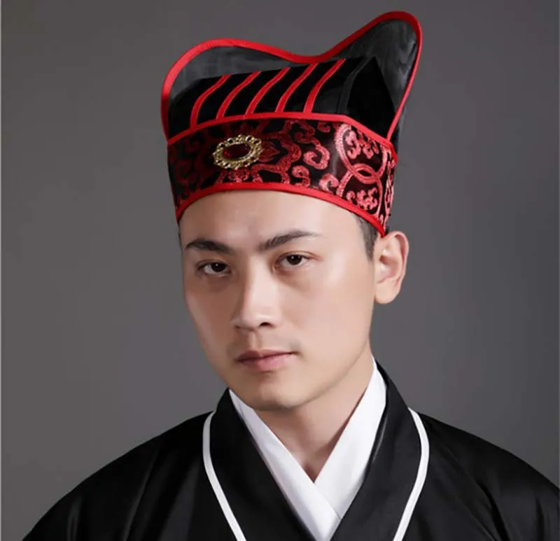 

Adult Men Ancient Hat Chinese Traditional Headdress Hanfu Hat Headdress Yellow Red Chinese Vintage Hat Cosplay Outfit For Men