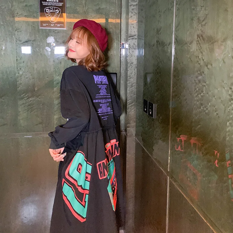 2020 осенние платья с длинным рукавом модные женские мультяшным принтом и