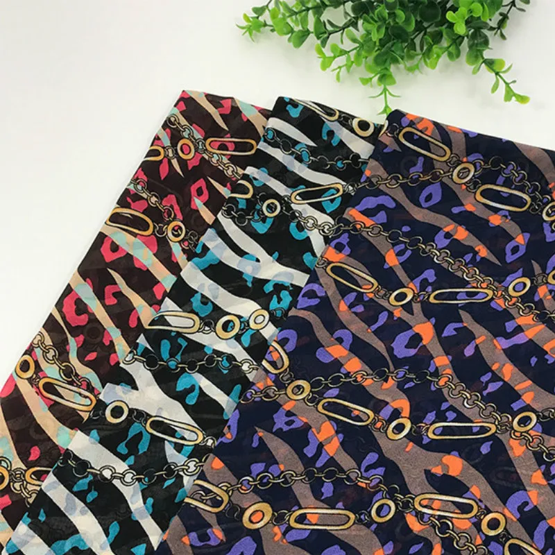 Новый полиэстер шифоновое платье набивная ткань с узором цепи DIY лоскутного