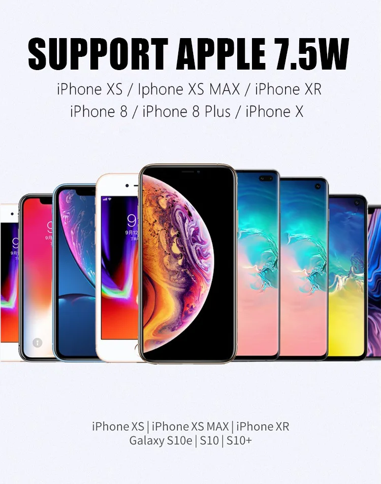 Ultra-thin Metal Square 15W Wireless Quick Charger for iPhone X Samsung Note 10 Huawei Mate 20 Pro Qi Fast Wireless Charging Pad