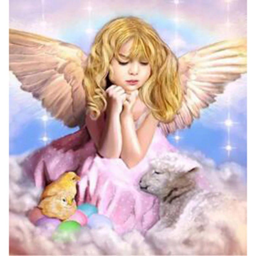 

Diamond Painting 5D DIY Square/Round Diamond Character Painting Angel Wings Picture Cross Stitch Embroidery Artwork Decor TX260