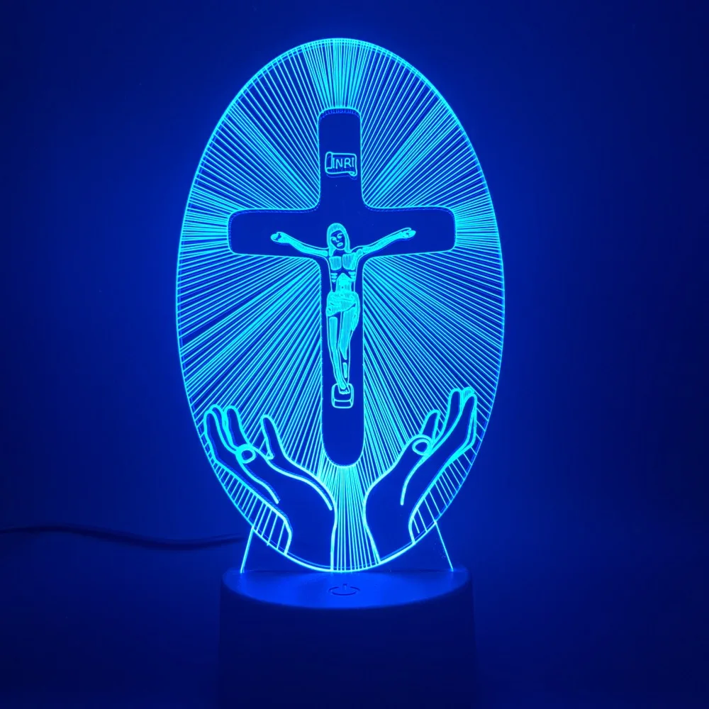 

Christianity LED Night Light Jesus Station of Religion Cross Visualization Crucifix Bible Colorful Christians 3D Lamp Dropship