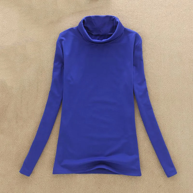 Женская футболка модная женская однотонная водолазка Повседневная с длинным