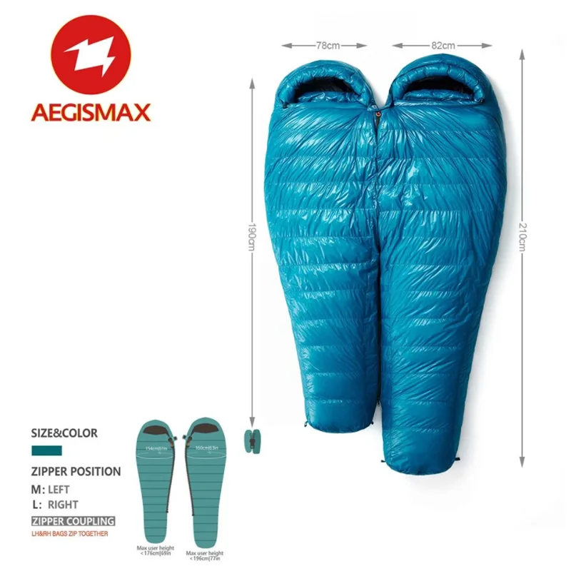 

Aegismax-large sleeping bag m3, ultralight, 95% white goose feathers, deflector, winter, camping, hiking, outdoor environment