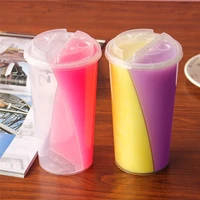 4pcs net red drinking creative share cup milk tea cups disposable coffee cup party birthday beverage hard plastic cup with lid