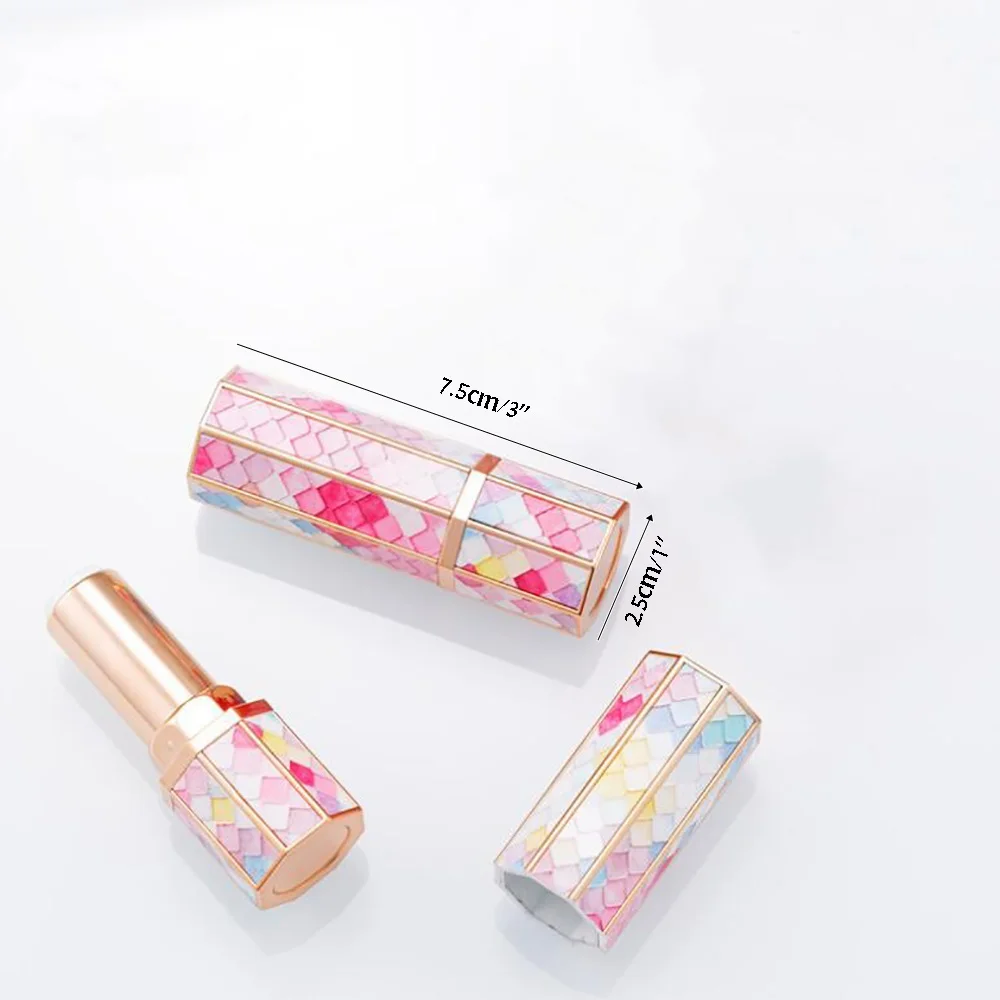 

Portable Mermaid Empty Rainbow ColorLipstick Tubes Refillable Lip Balm Holder Container DIY Sample Vials Homemade Gift