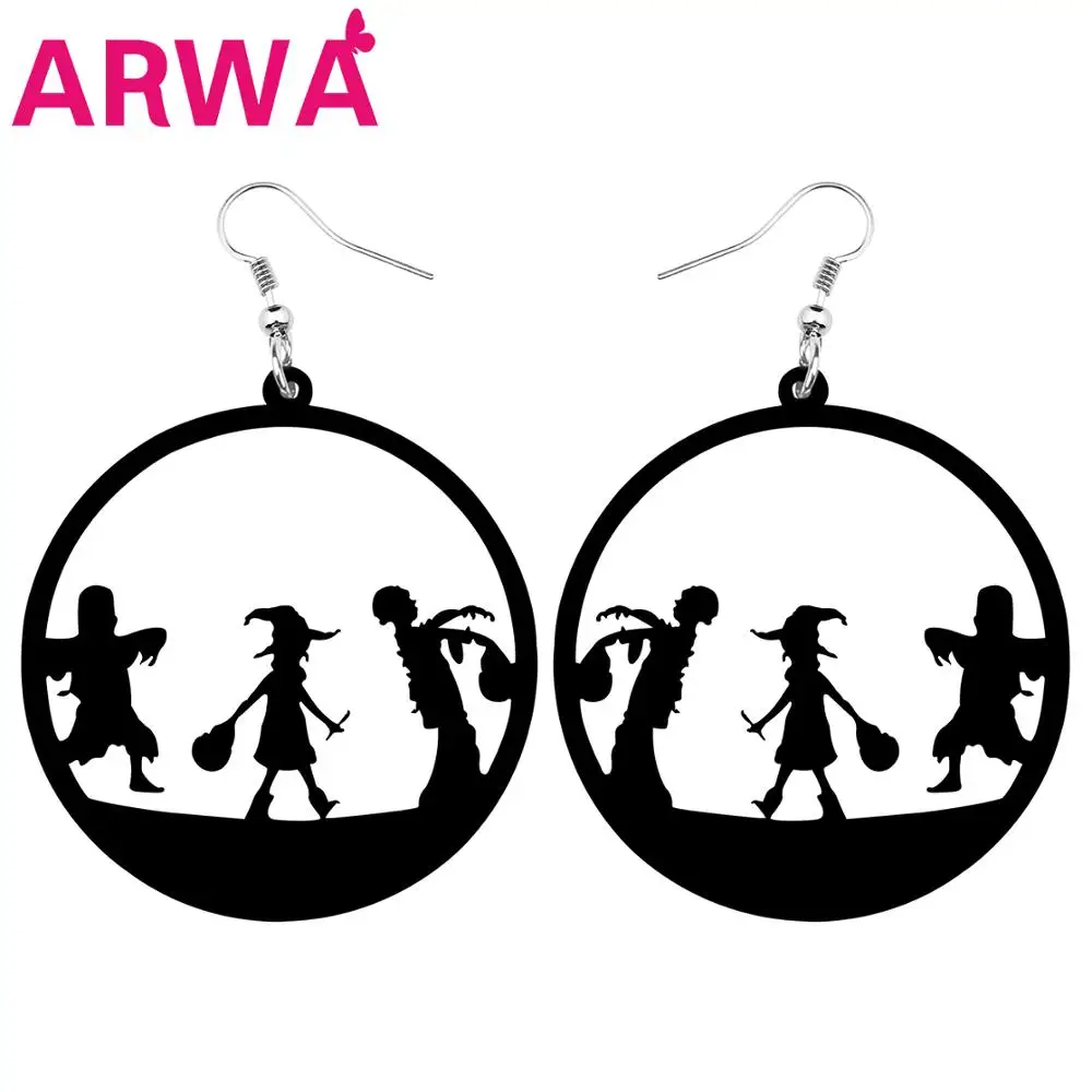 ARWA акрил Хэллоуин большой круглый круг полые Демон ведьма зомби серьги подвески
