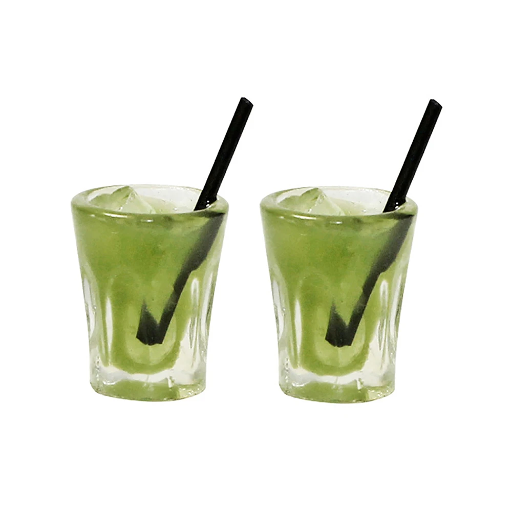 

2Pcs 1/12 Dollhouse Miniature Accessories Mini Resin Matcha Drink Cup Simulation Model Toys Doll House Decoration