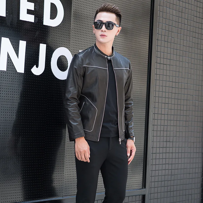 

Spring Genuine Leather Men Autumn Real Goatskin Coat Mens Motorcycle Jacket Chaqueta Cuero Hombre 2YW2820B YY550