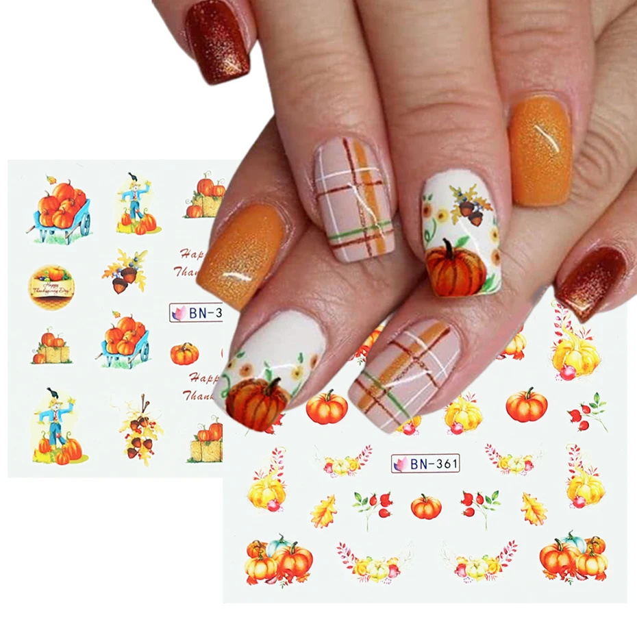 12x наклейки для дизайна ногтей кленовый Осенний лист водяные знаки слайдеры на