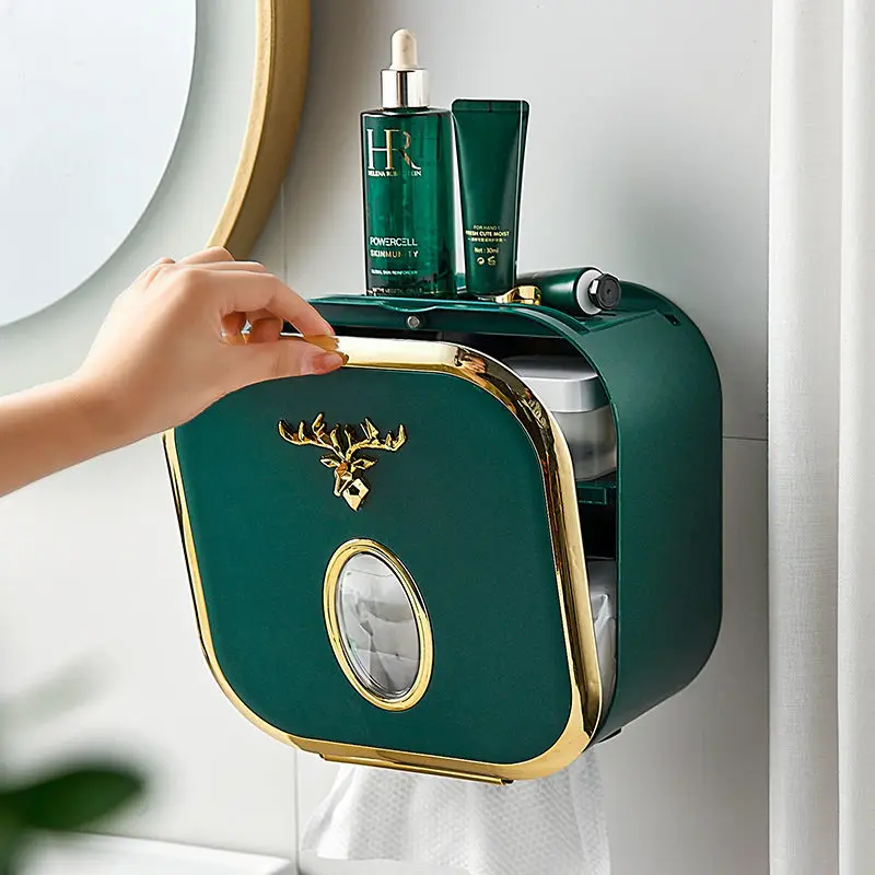

Toilet Tissue Box Waterproof Non-perforated Toilet Pumping Box Wall-mounted Household Storage Box Roll Toilet Paper Rack