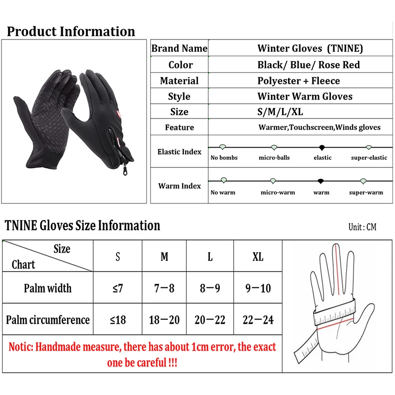 

Waterproof Winter Warm Gloves Men Ski Gloves Snowboard Gloves Motorcycle Cycling Winter Touchscreen Snow Windstopper Glove
