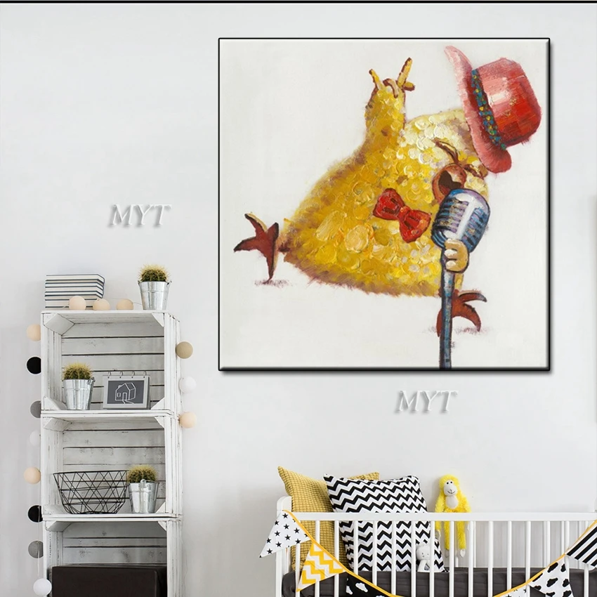 Животное курица 100% ручная роспись Масляная Живопись Мультфильм абстрактное