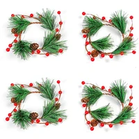 4pcs christmas wreath artificial decorative berry wreath pine cone wreath for home decoration diy floral wreaths