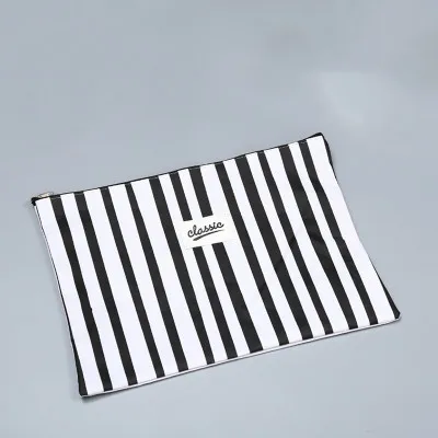 stripe L 1 шт. корейский черный и белый холст Оксфорд Сумка для документов ручка сумка бизнес портфель файл папка для бумаг студенческие канцелярские принадлежности - Цвет: stripe L
