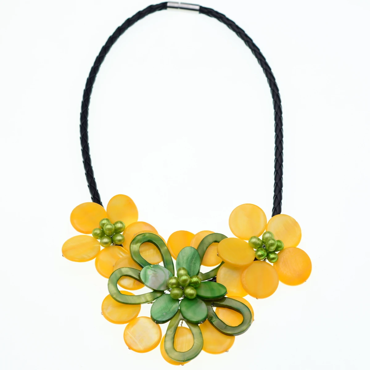 2019 New Fashion Yellow Green Mother Of Pearl Shell Flower Choker Necklace Bridal Jewelry Wedding Gifts Factory Price Bijoux | Украшения и