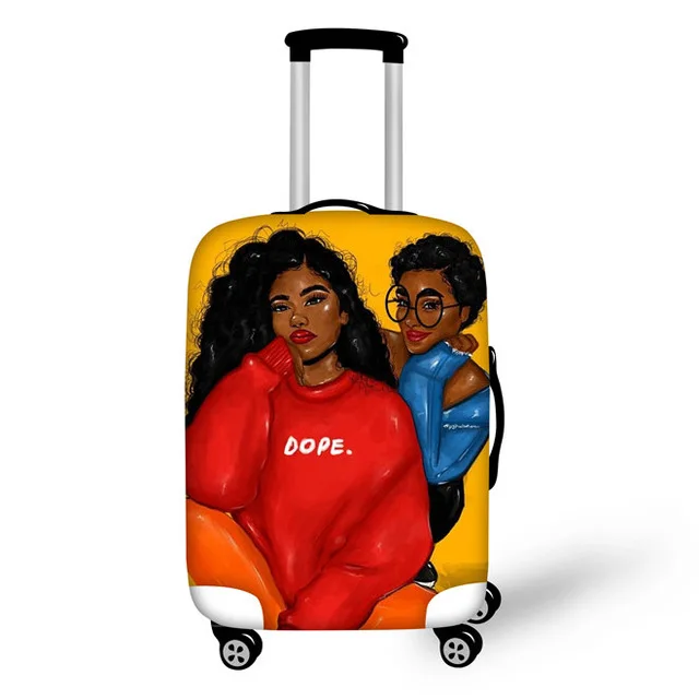 Чехол для багажа ELVISWORDS Afro Girl, водонепроницаемый чехол для путешествий, чехол для костюма, багажные бирки, портативный Эластичный Защитный чехол для костюма - Цвет: YQ4059