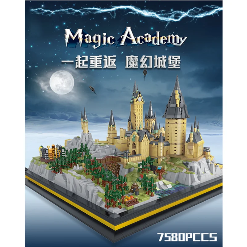 

DIY 7580pcs Classic Magic Castle Building Blocks Wizarding School Sand table Bricks Set Model Toys for Children Kdis Gifts