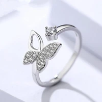 panjbj korean version of creative jewelry womens simple diamond butterfly open ring