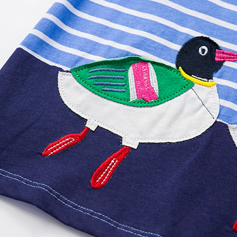 Симпатичное платье с аппликацией и длинными рукавами для девочек круглым