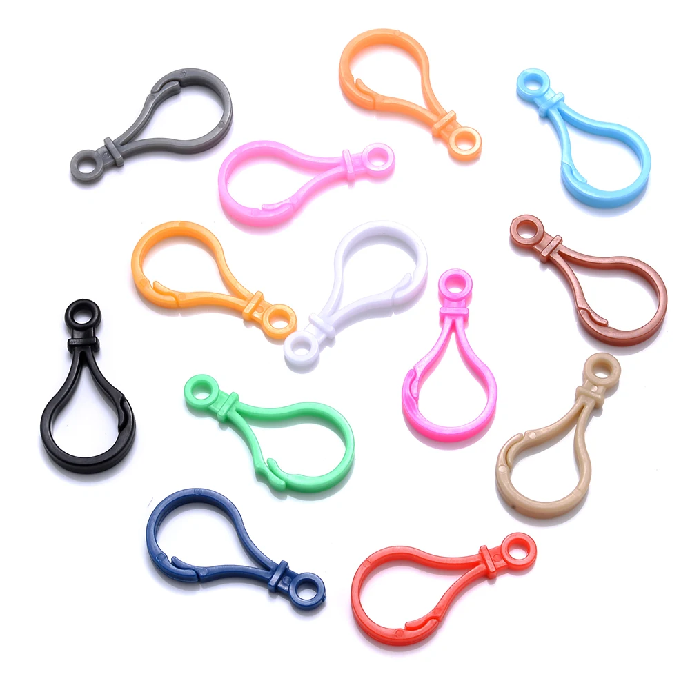 30 шт./лот Многоцветные пластиковые карабины для создания украшений и аксессуаров для брелоков 25*48 мм.