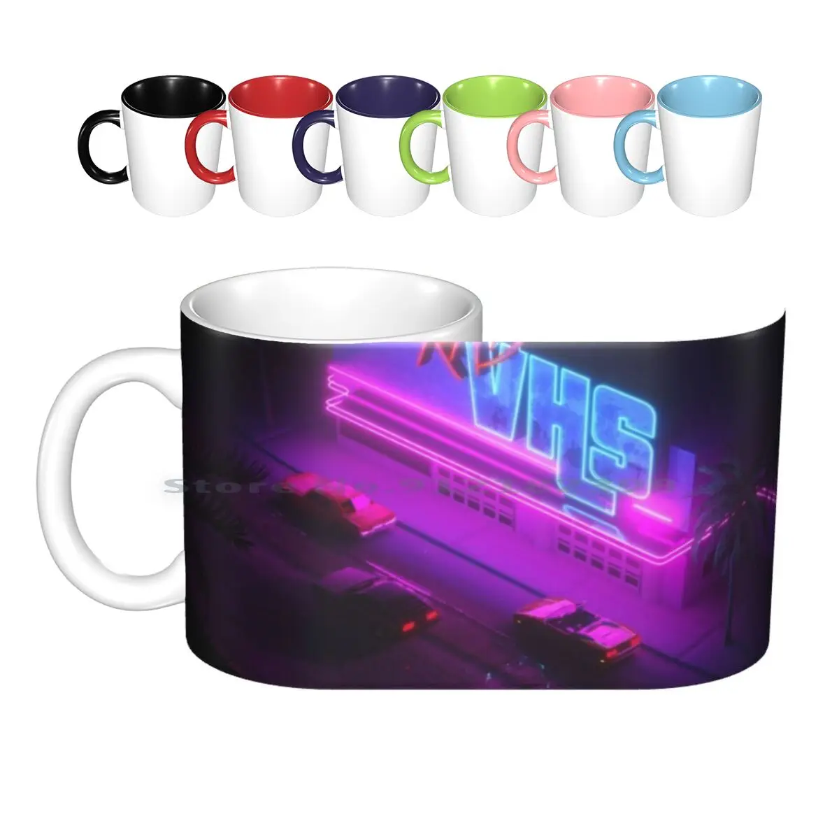 

Vice City Friday Ceramic Mugs Coffee Cups Milk Tea Mug Miami Vice Gallardo Retro Vice Summer 1980s Synthwave Outrun Palm Trees
