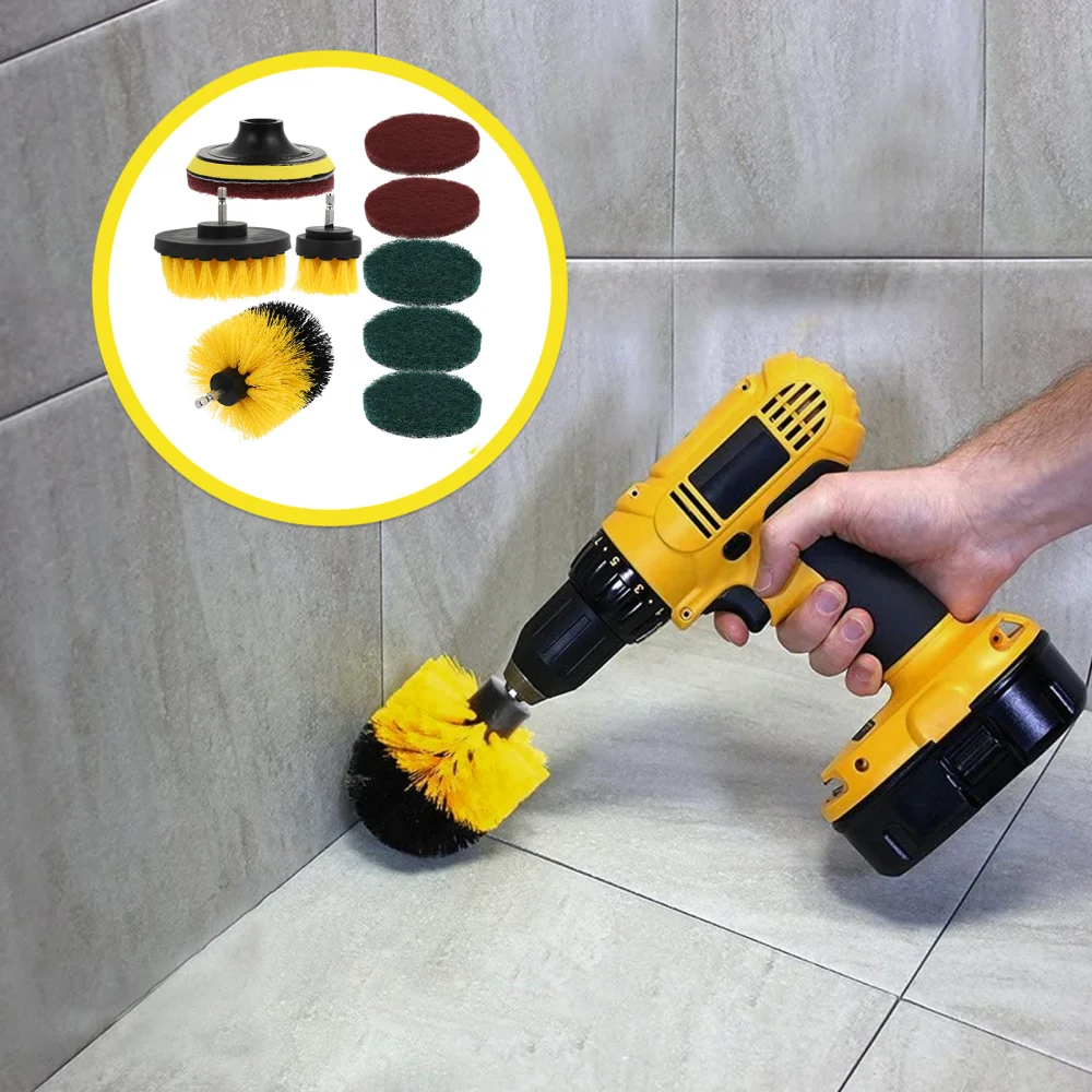 

10pcs Drill Brush Polishing Brush Scrubber Brush Scrub Pads Cleaning Kit Brush