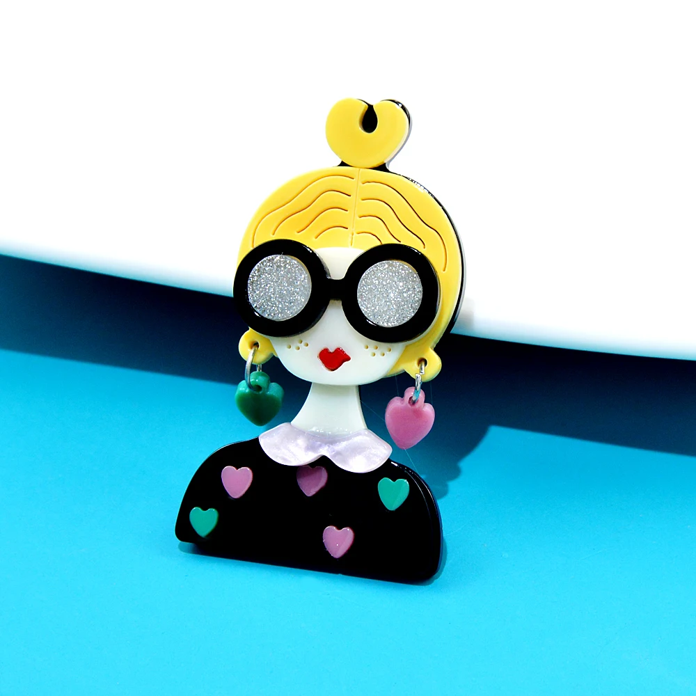 CINDY XIANG Acrylic Wear Glasses Girl Brooches For Women Acetate Fiber Pin Lady Jewelry High Quality | Украшения и аксессуары