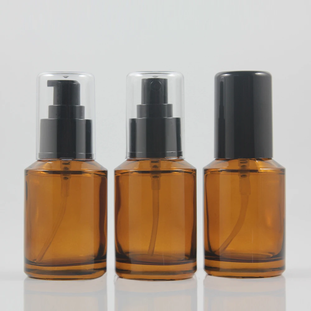 2oz Amber Glass Travel Spray Bottle, 60ml Lotion Pump Bottle