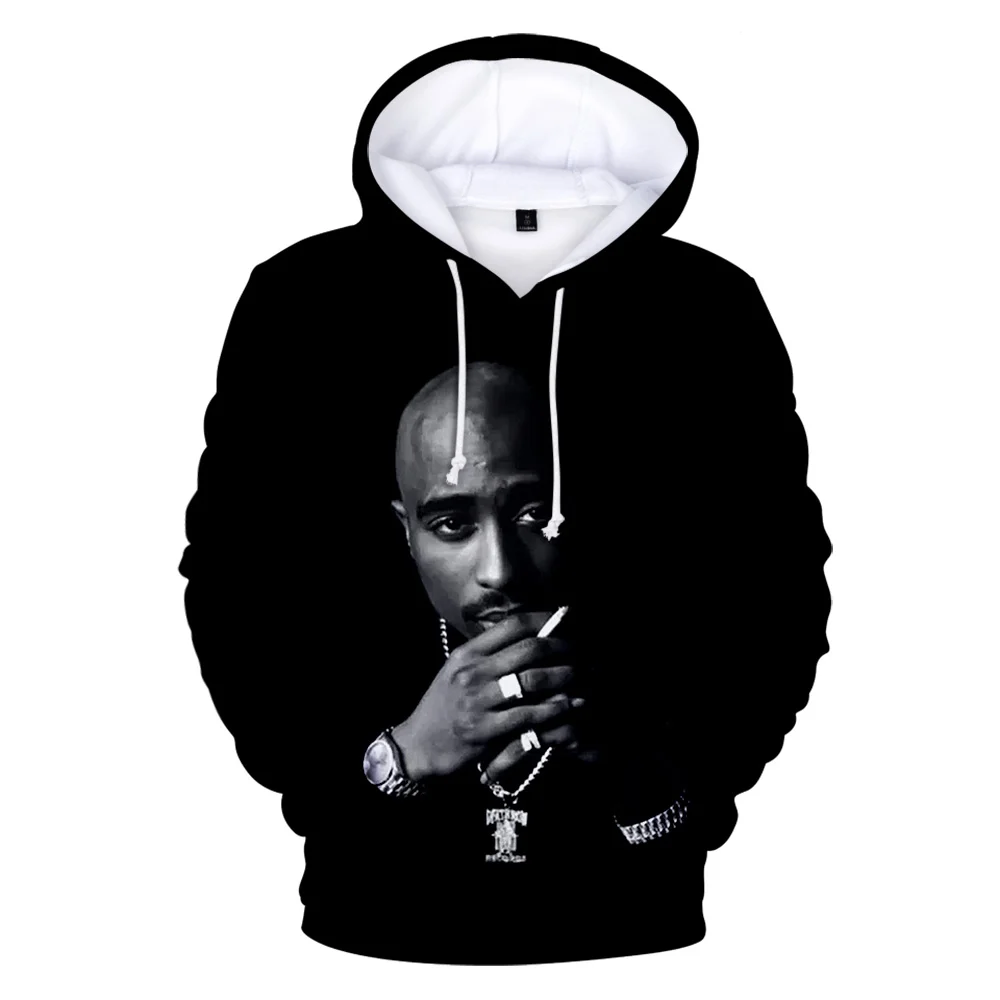2021 Hip Hop 2Pac 3D Hoodie Sweatshirt For Men Autumn Winter Pullovers Print Rapper Tupac Hoodies Long Sleeve Tops Black Hoodies