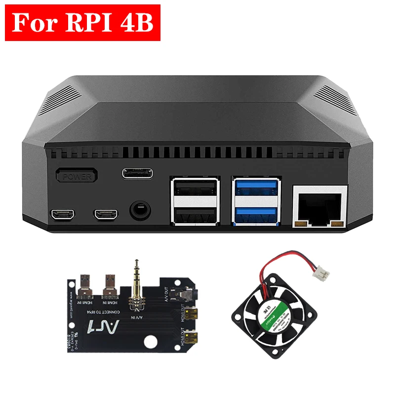 Алюминиевый Чехол для Raspberry Pi 4, корпус в металлической коробке с охлаждающим вентилятором для Raspberry Pi 4, Модель B Pi 4B