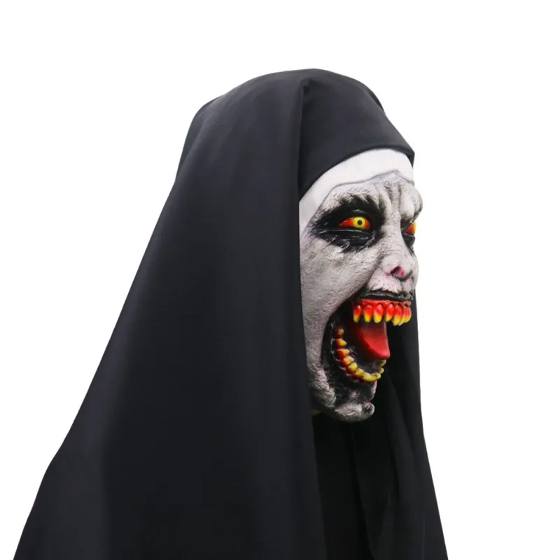 Страшная маска монахини косплей валак страшные латексные маски с шарфом на