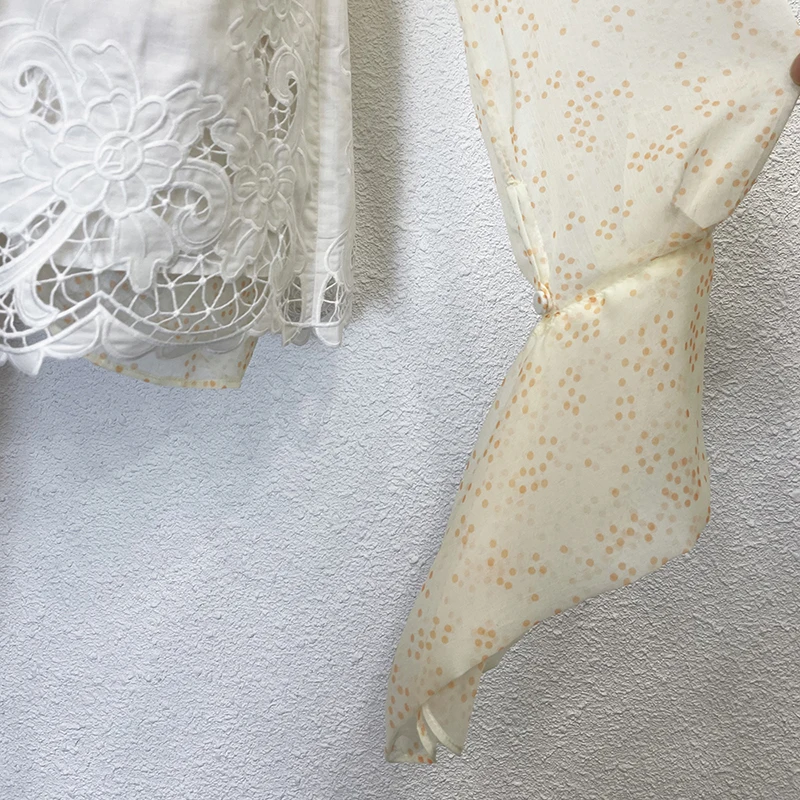 

Spring and summer new fashion printed long-sleeved shirt loose single-breasted temperament all-match chiffon top women