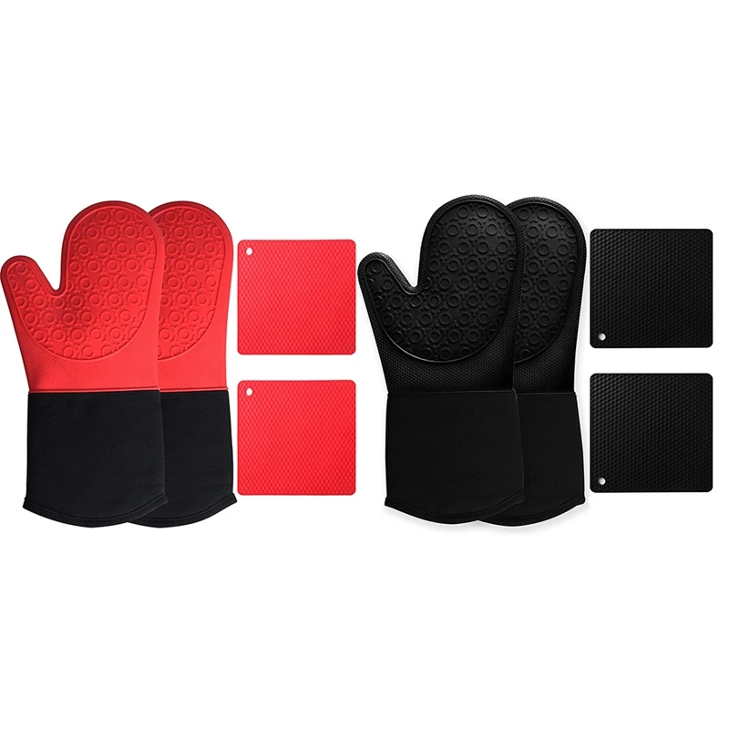 

Silicone Oven Mitts&Pot Holders Sets,Heat Resistant for Baking Cooking