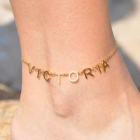 custom name anklet stainless steel gold chain personalized letter name anklet jewelry for girlfriend valentines day gifts