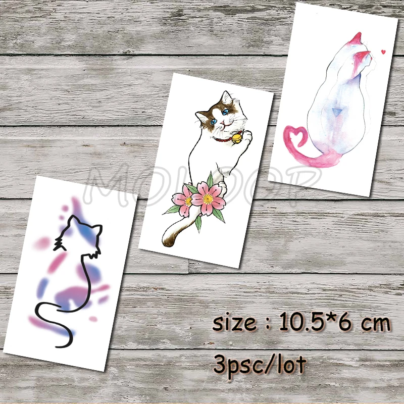 Водонепроницаемая Временная наклейка Русалка бабочка кошка одежда тату тело