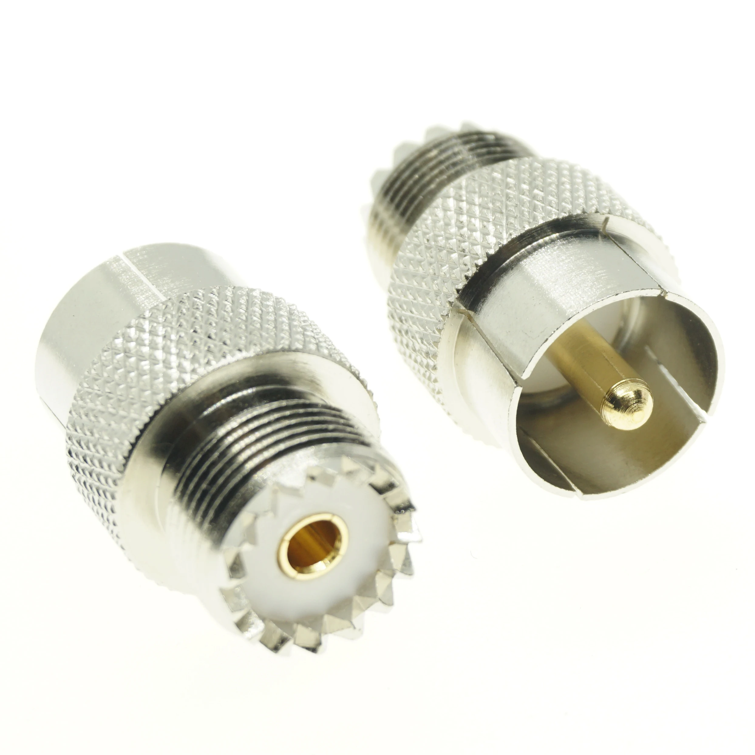 UHF Male к Female Push-On Quick Direct PL259 SO239 Plug никелированные латунные прямые RF коаксиальные