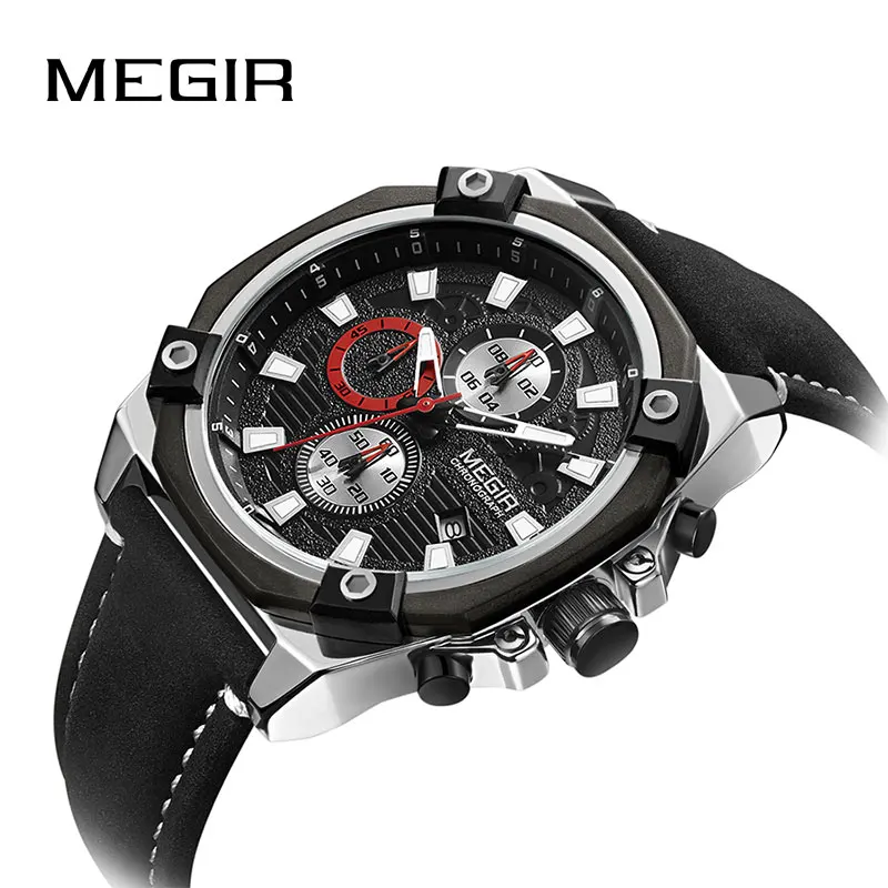 Часы наручные MEGIR мужские с хронографом Брендовые спортивные армейские