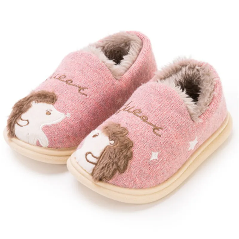 

New High Quality Hedgehog Harajuku children Slippers Cotton Warm Snow Winter Home Slippers boys girls Indoor Shoes Kid