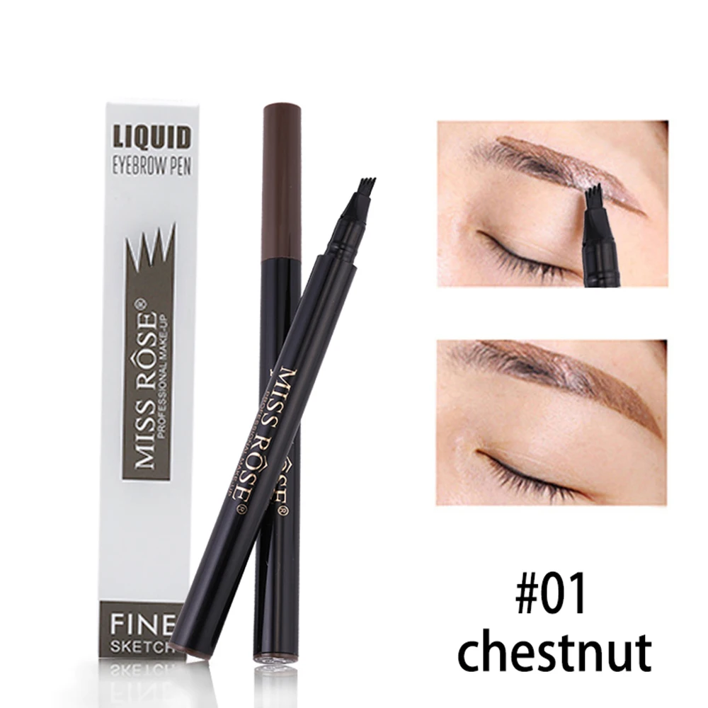 MISS ROSE 4 головы вилка кончик Microblading жидкая подводка для бровей Водонепроницаемая ручка для татуировки Оттенок тонкий эскиз набор кистей для макияжа TSLM1