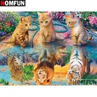 Алмазная 5D картина HOMFUN сделай сам, животное, кот, тигр, лев, вышивка крестиком, 3D Стразы, украшение для вышивки, A27694