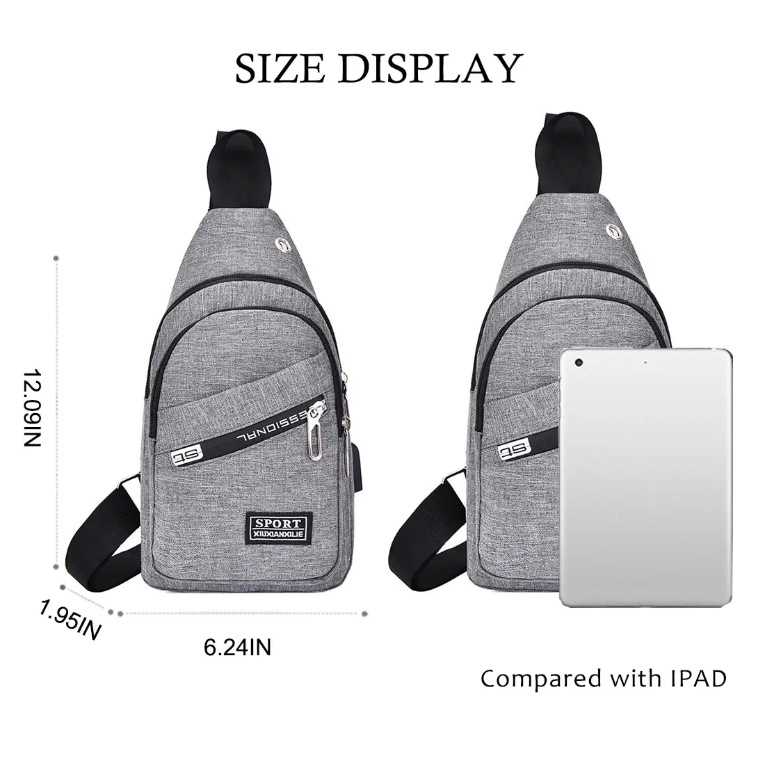 

Male Shoulder USB Charging Crossbody Bags Oxford Waist Pack Anti Theft Sling Bag Chest Bags Sport Short Trip Messengers Backpack