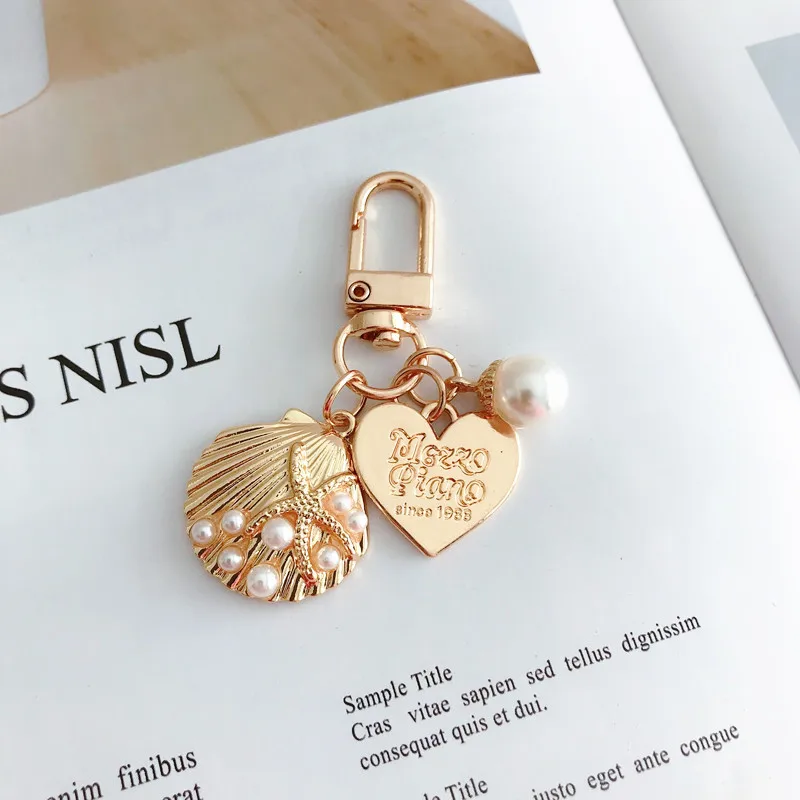 

Fashion Pearl Shell Conch Key Chain Small Pure Fresh Day Fastens Korea Small Fairy Keychain Delicacy Bag Trinket Keyring Gift